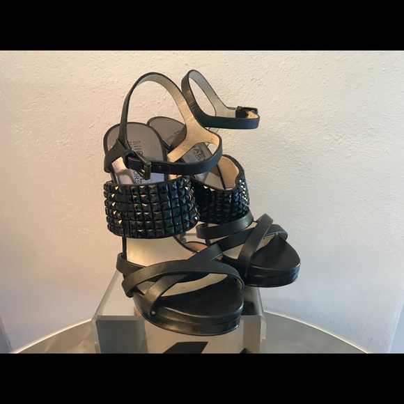 Michael Kors Shoes - Michael Kors Black Leather Pyramid Stud Platform